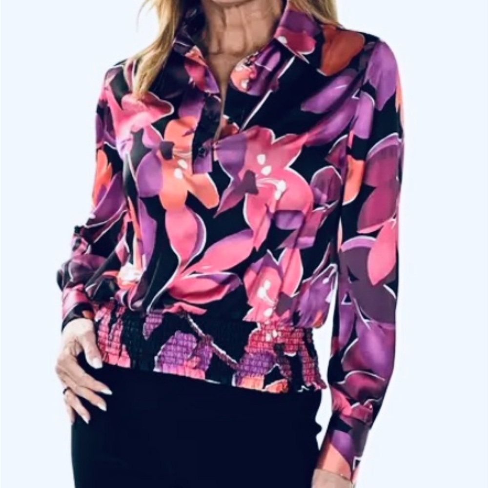 Frank Lyman Design Floral Blouse - Pink and Purple
